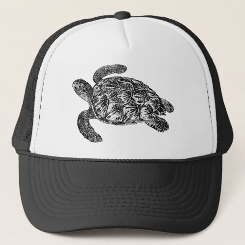 Vintage Imbricated Sea Turtle _ Turtles Template Trucker Hat