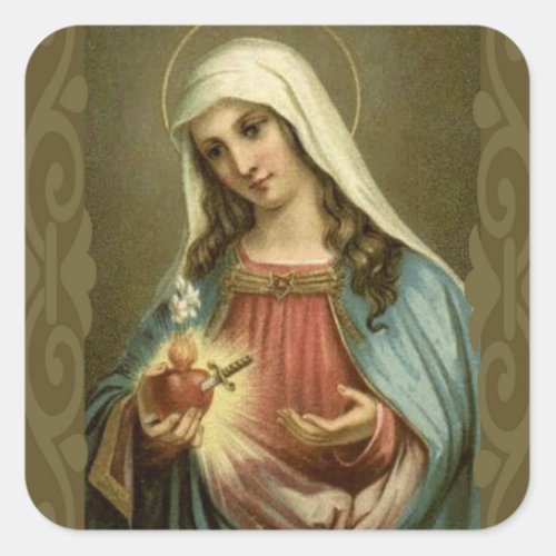 Vintage Immaculate Heart of Mary Square Sticker