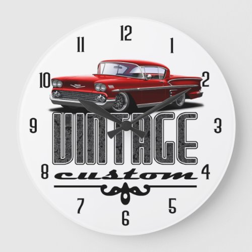 Vintage Impala Red Garage Large Clock