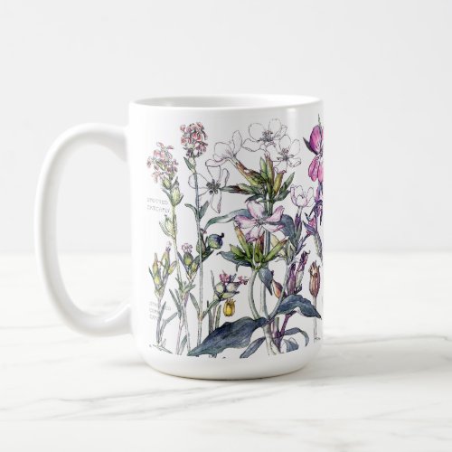 Vintage Impatiens Flowers Herbs Wildflowers Mug