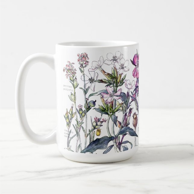 Vintage Impatiens Flowers Herbs Wildflowers Mug (Left)