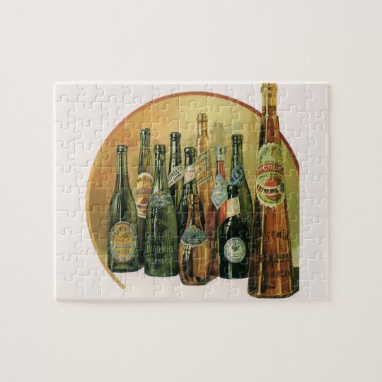 Vintage Imported Beer Bottles, Alcohol, Beverages Jigsaw Puzzle
