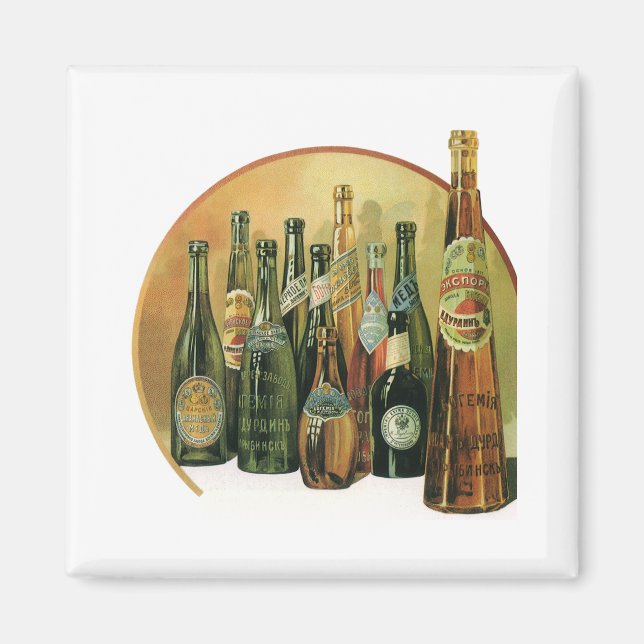 Vintage Imported Beer Bottles, Alcohol, Beverages Magnet (Front)