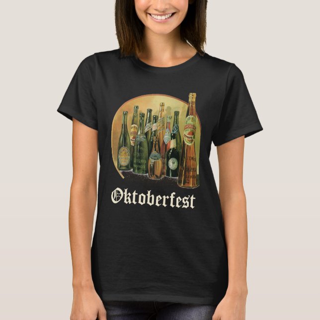Vintage Imported Beer Bottles, Oktoberfest! T-Shirt (Front)