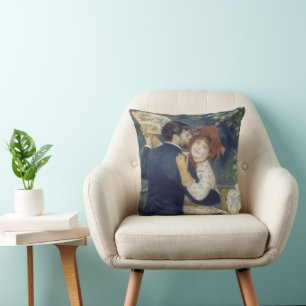 Vintage Impressionism Art, Country Dance by Renoir Throw Pillow