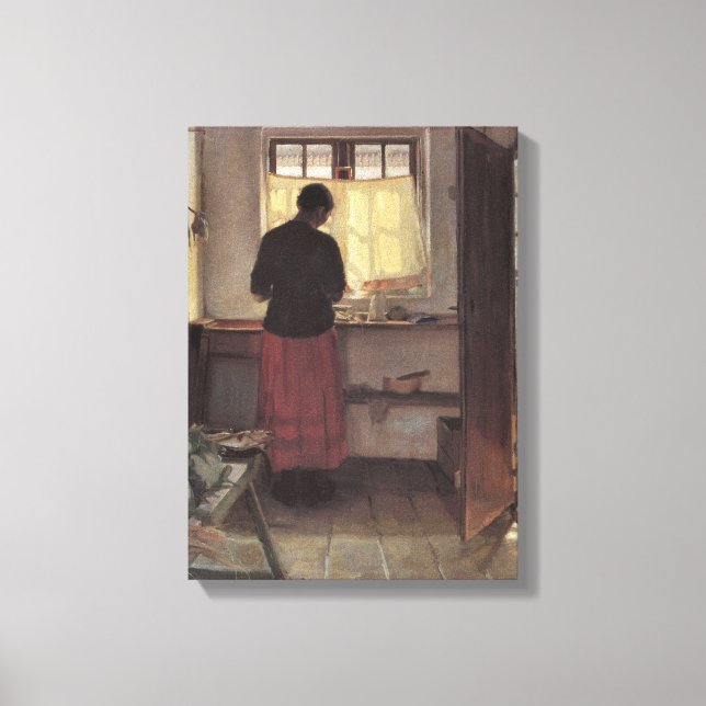 Vintage Impressionism, Pigen i Køkkenet, Ancher Canvas Print (Front)
