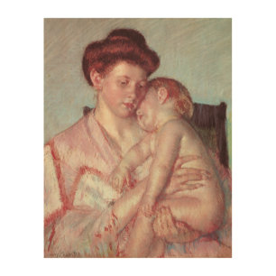 Vintage Impressionism, Sleepy Baby by Mary Cassatt Wood Wall Art