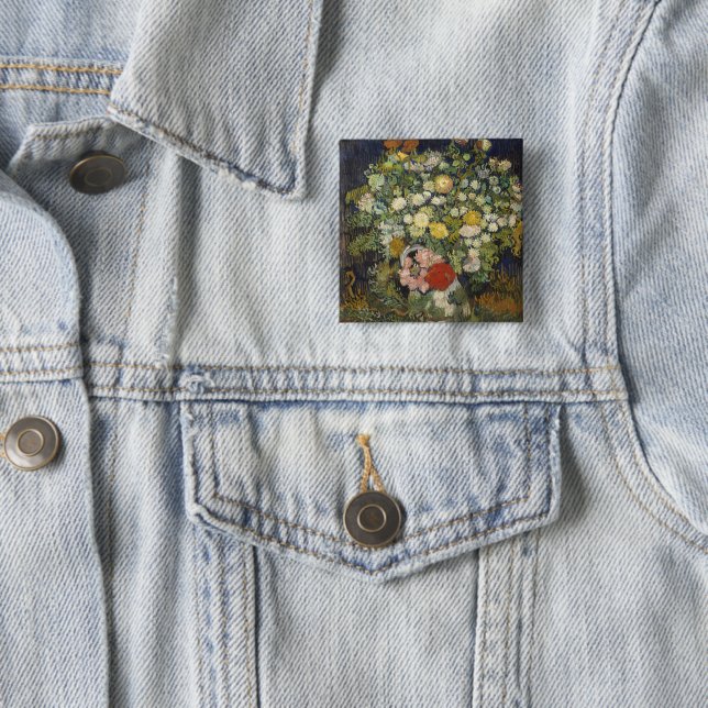 Vintage Impressionist Floral Bouquet Van Gogh Button (In Situ)