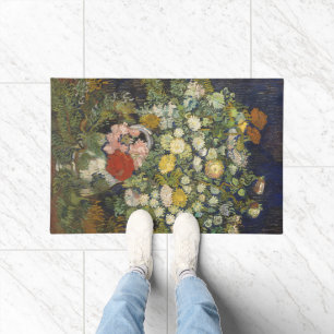 Vintage Impressionist Floral Bouquet Van Gogh Doormat