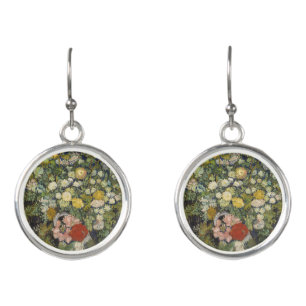 Vintage Impressionist Floral Bouquet Van Gogh Earrings