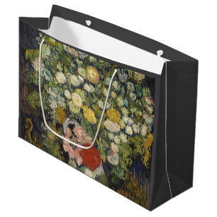 Vintage Impressionist Floral Bouquet Van Gogh Large Gift Bag