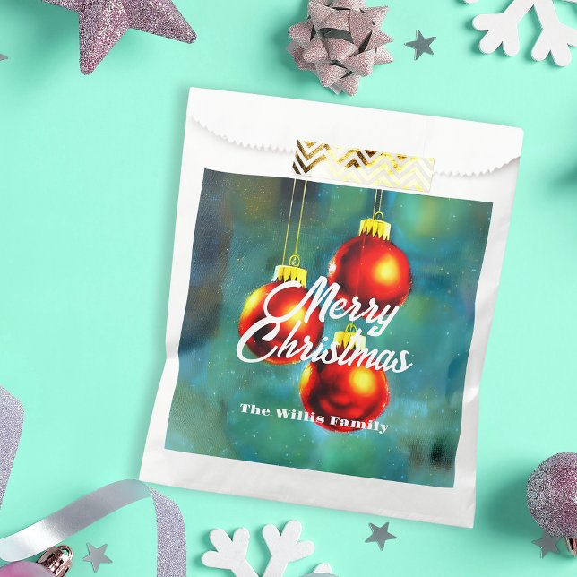 Vintage Impressionist Red Christmas Baubles Favor Bag (Creator Uploaded)