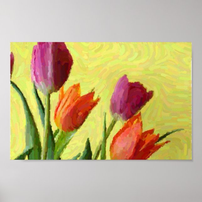 Vintage Impressionist Tulips Poster (Front)
