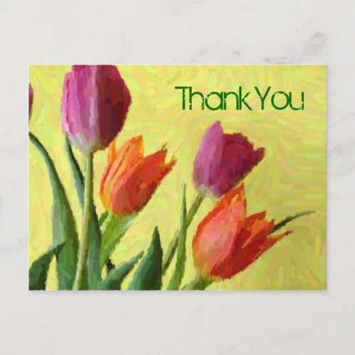 Vintage Impressionist Tulips Thank You Postcard