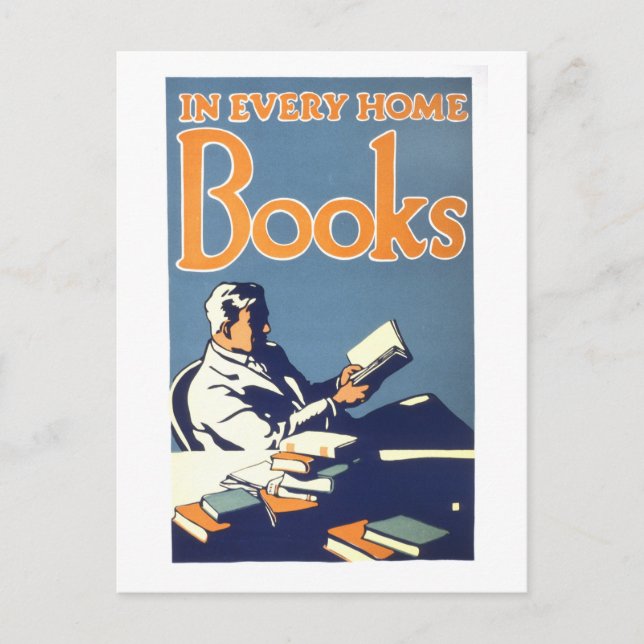 Vintage "In Every Home, Books" Library Poster Postcard (Front)