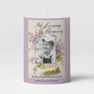 Vintage In Loving Memory Photo Funeral Memorial Pillar Candle