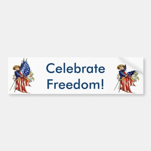 Vintage Independence and Freedom Bumper Sticker