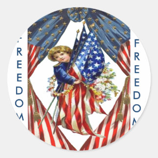 Vintage Independence and Freedom Classic Round Sticker