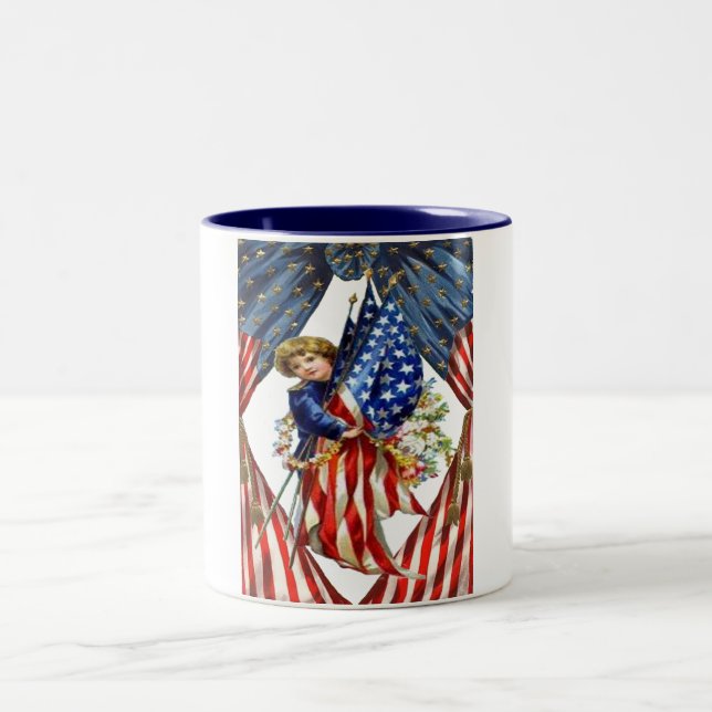Vintage Independence and Freedom Two-Tone Coffee Mug (Center)