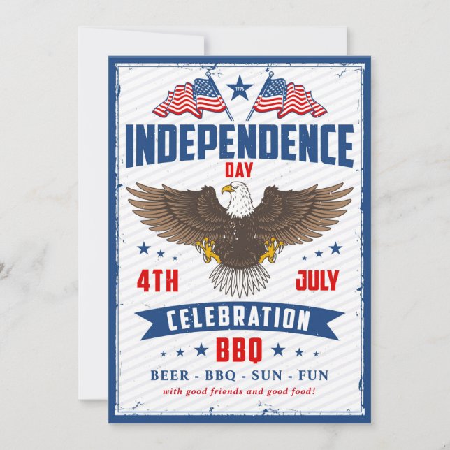 Vintage Independence Day 4th Of July Invitation (Front)