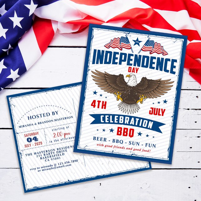 Vintage Independence Day 4th Of July Invitation Postcard (Creator Uploaded)