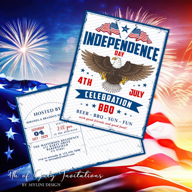 Vintage Independence Day 4th Of July Invitation Postcard (Creator Uploaded)