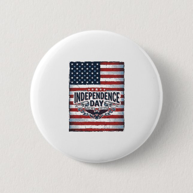 Vintage Independence Day Flag Shirt Button (Front)