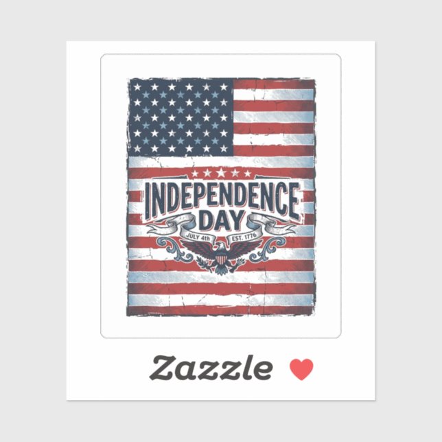 Vintage Independence Day Flag Shirt Sticker (Sheet)