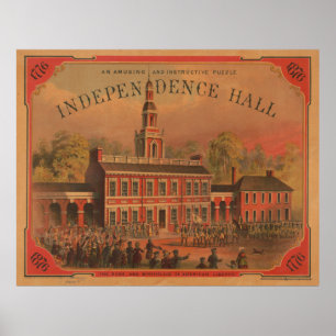 Vintage Independence Hall Illustration (1878) Poster