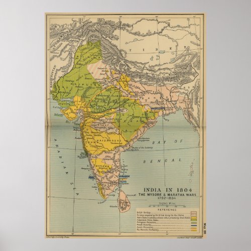 Vintage India Maratha and Mysore War Map 1804 Poster