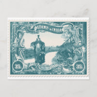 Vintage India Stamp with Elephant