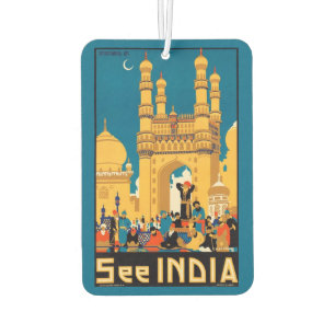Vintage India Travel Poster air freshner Air Freshener