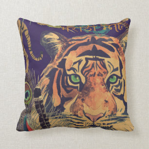 Vintage India Travel Throw Pillow