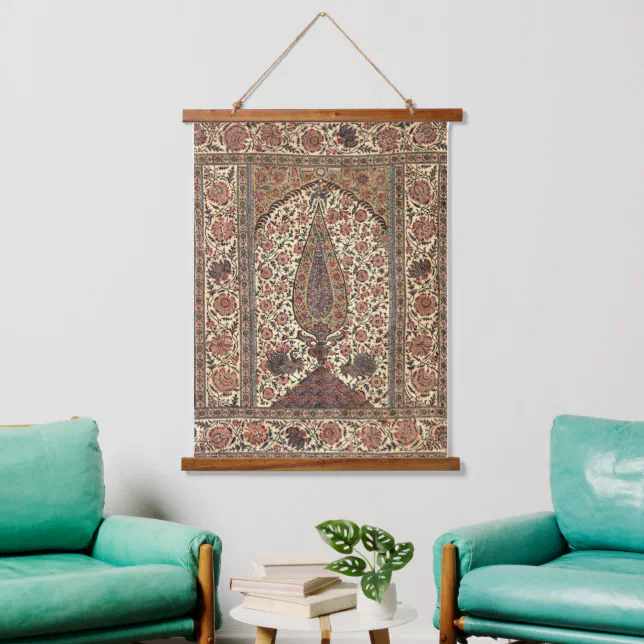 タペストリー India Vintage India Tree, Peacocks, and Floral Design Hanging Tapestry