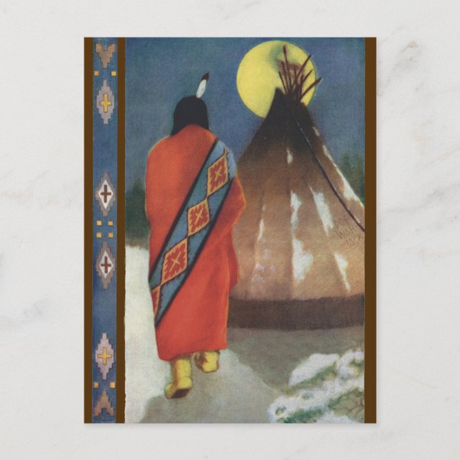 Vintage Indian and Teepee Postcard (Front)