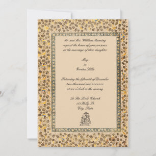 Vintage Indian Birds & Grapevine Border Wedding Invitation