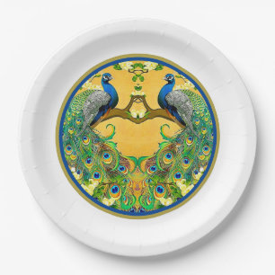 Vintage Indian Blue Peacock Paper Plates