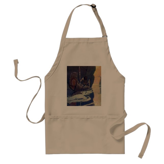 Vintage Indian Canoe Paddling Sun Classic Adult Apron (Front)