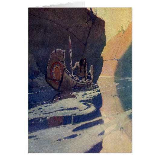 Vintage Indian Canoe Paddling Sun Classic Cards (Front)