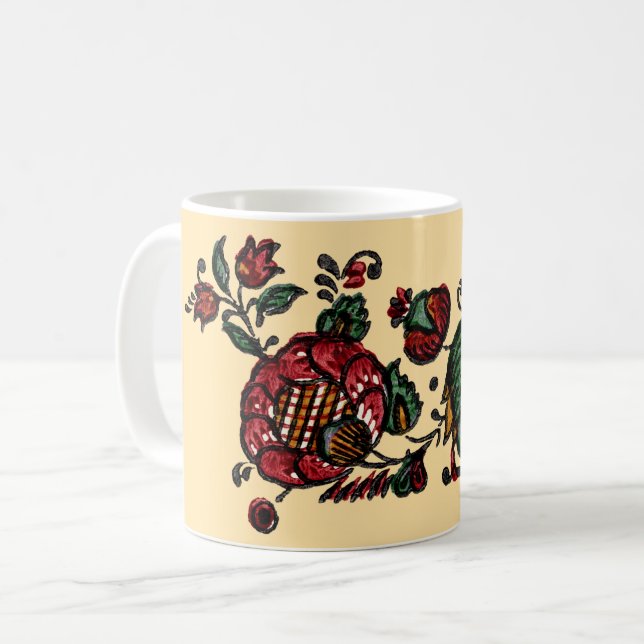 Vintage Indian Cotton Chintz Fabric  Coffee Mug (Front Left)