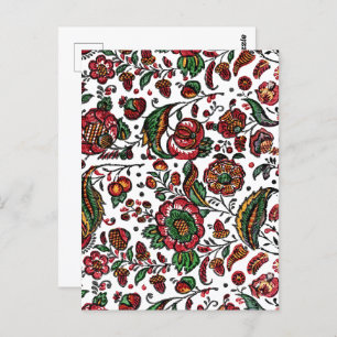 Vintage Indian Cotton Chintz Fabric Postcard