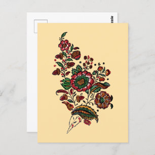 Vintage Indian Cotton Chintz Fabric  Postcard