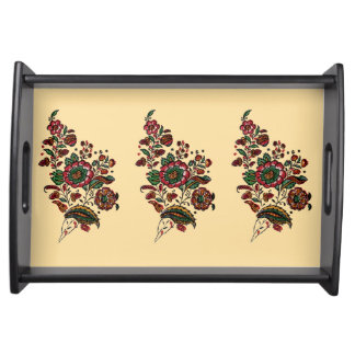 Vintage Indian Cotton Chintz Fabric Serving Tray