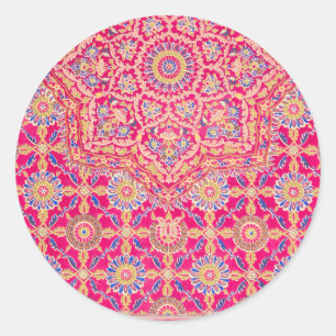 Vintage Indian Embroidery Pattern Classic Round Sticker