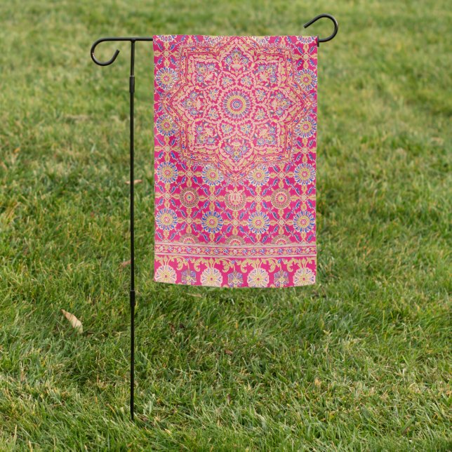 Vintage Indian Embroidery Pattern Garden Flag (In SItu)
