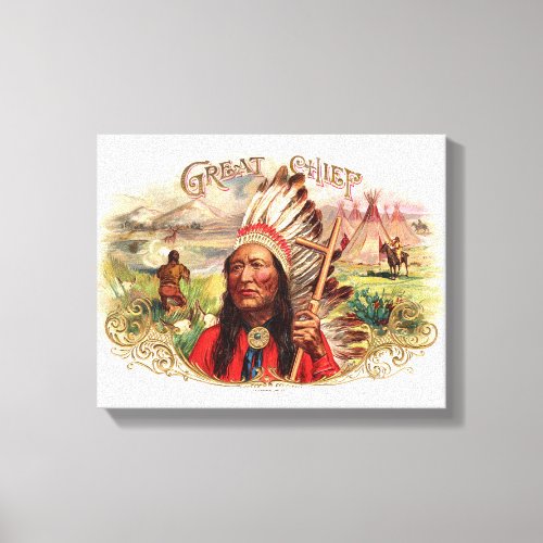 Vintage Indian Great Chief Cigar Box Canvas Print