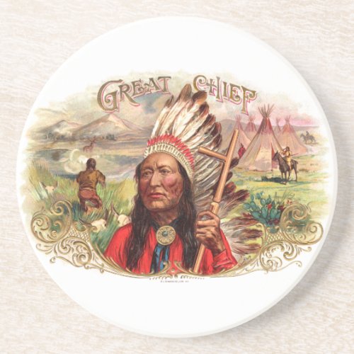 Vintage Indian Great Chief Cigar Box Coaster