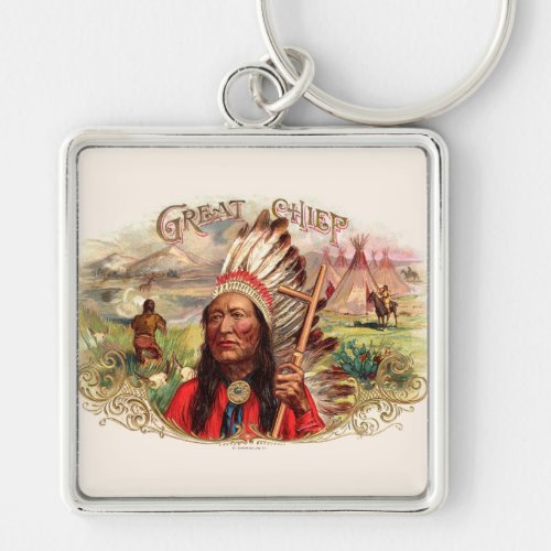 Vintage Indian Great Chief Cigar Box Keychain