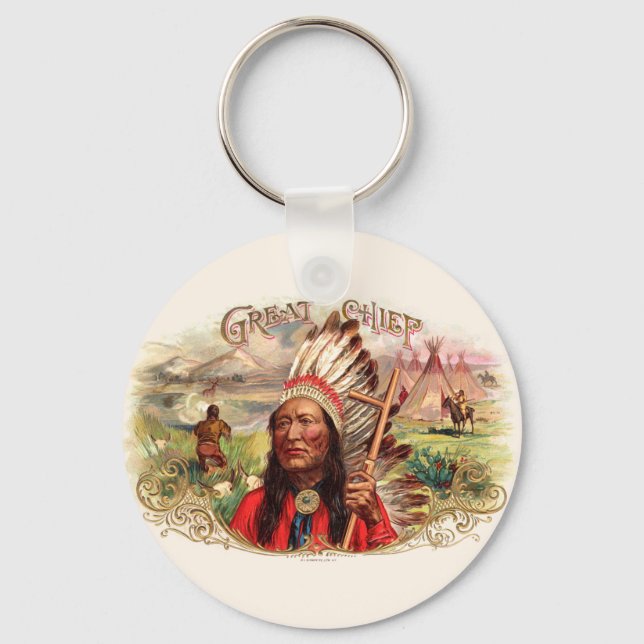 Vintage Indian Great Chief Cigar Box Keychain (Front)