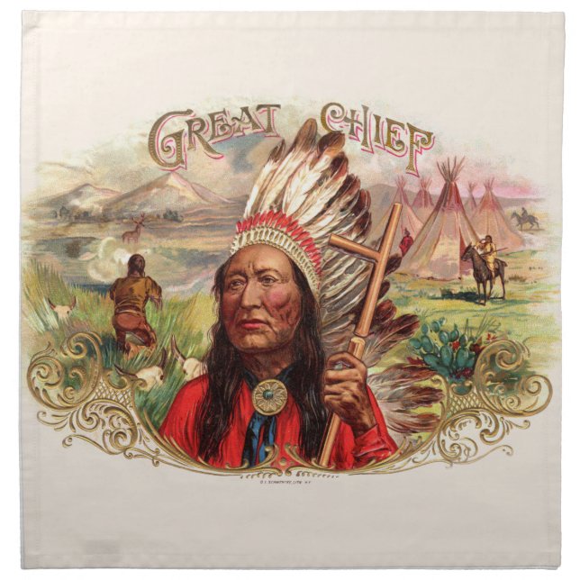 Vintage Indian Great Chief Cigar Box Napkin (Front)